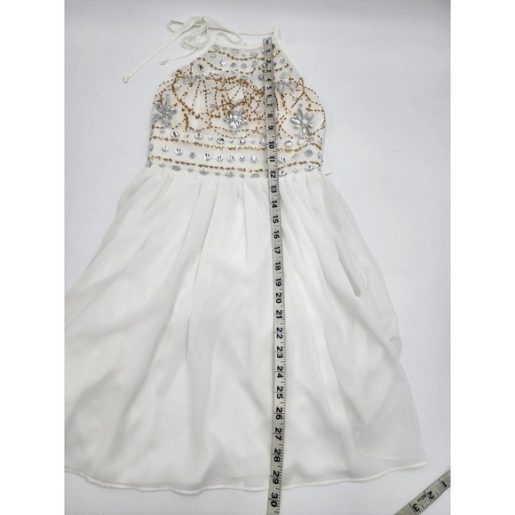 Windsor White Embellished Sequined Dress Halter Top Prom Size 1 Homecoming - Picture 5 of 9